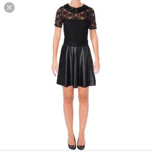 Black lace Aqua faux leather dress